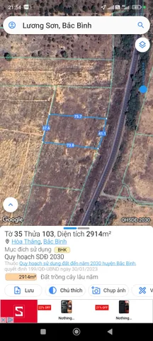 Bán đất 2914m² ngang 25m giá 4.5 tỷ tại Thị trấn Lương Sơn Huyện Bắc Bình