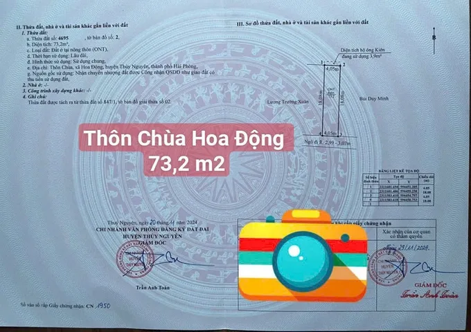 28/11/2025Bán đất 73m2m² 2.45tỷ tại  Hoa Động Thuỷ Nguyên. liên hệ 0362558882