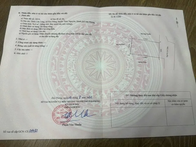 Bán 76m Hoa Động, ngõ trước đất 7m. L/h: 076.231.9990 e Thuý