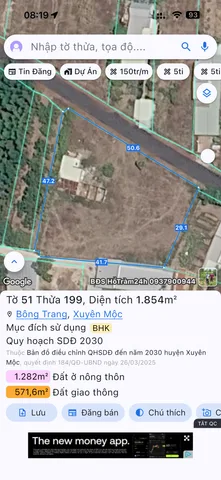 Bán đất 1853.6m² 4 tỷ tại Xã Bông Trang Huyện Xuyên Mộc