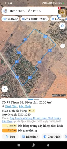 Bán đất 80000m² 2 tỷ tại Xã Sông Bình Huyện Bắc Bình