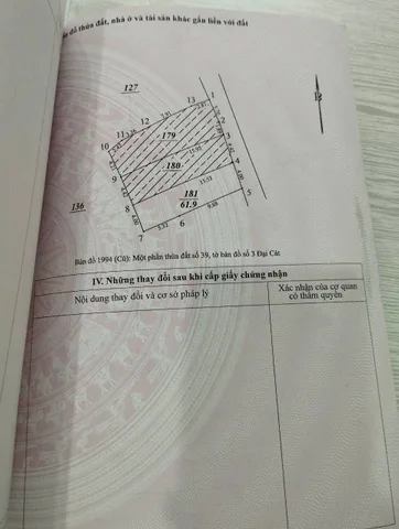 Bán đất Đại Cát, Bắc Từ Liêm, 62m2, mặt tiền 4m, ô tô, 7.8 tỷ