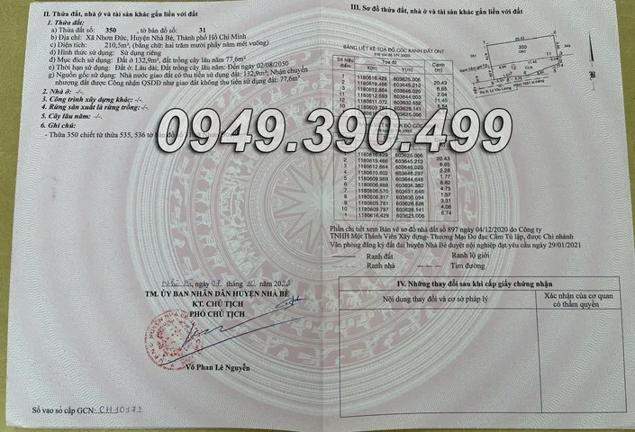 Bán đất làm nhà vườn, Lê Văn Lương, 210.5m², giá 7.3 tỷ, tại Xã Nhơn Đức, Huyện Nhà Bè