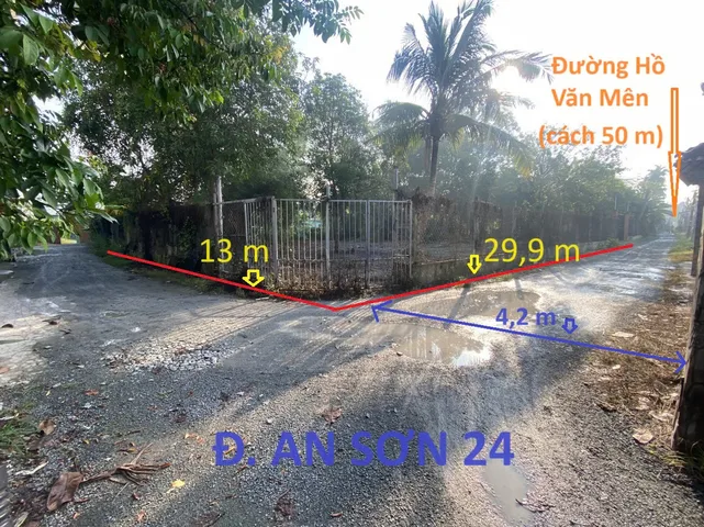 400m Lô góc đất thổ cư 2 mặt tiền An Sơn 24. giá 4tỷ9