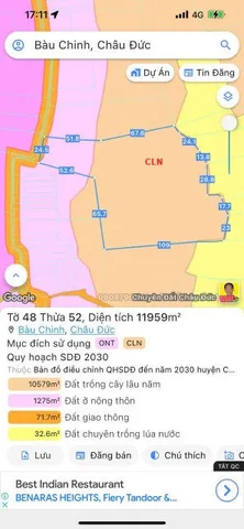 Bán Đất 12007m2 giá 9 tỷ tại Xã Bàu Chinh Huyện Châu Đức Bà Rịa - Vũng Tàu