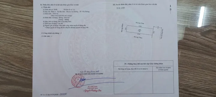 31/10/2025.Bán đất 104m² ngang 5m đường 7m. giá 2.7x tỷ tại Bắc Sơn An Dương. liên hệ 0362558882