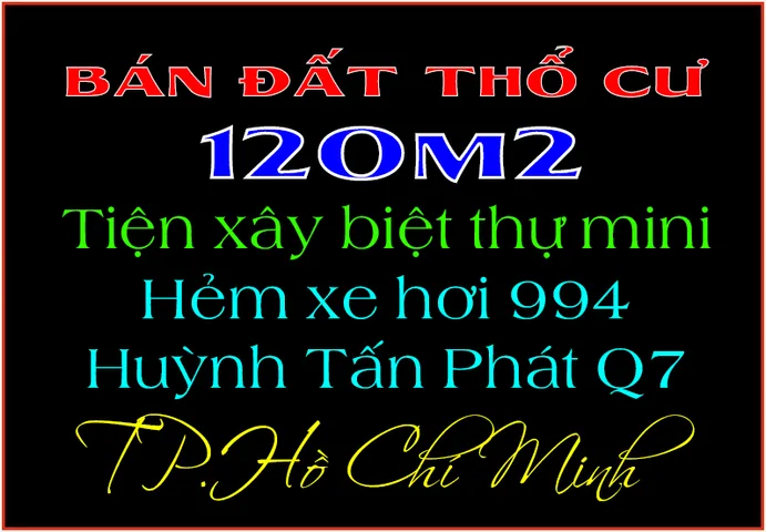 Bán rẻ lô đất đẹp 8 x 15m Huỳnh Tấn Phát Quận 7 TP.HCM
