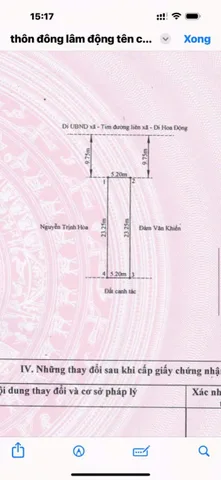 Bán đất 120.9m² ngang 5,2m giá 6.1 tỷ tại Xã Lâm Động Thiên Hương. liên hệ 0362558882