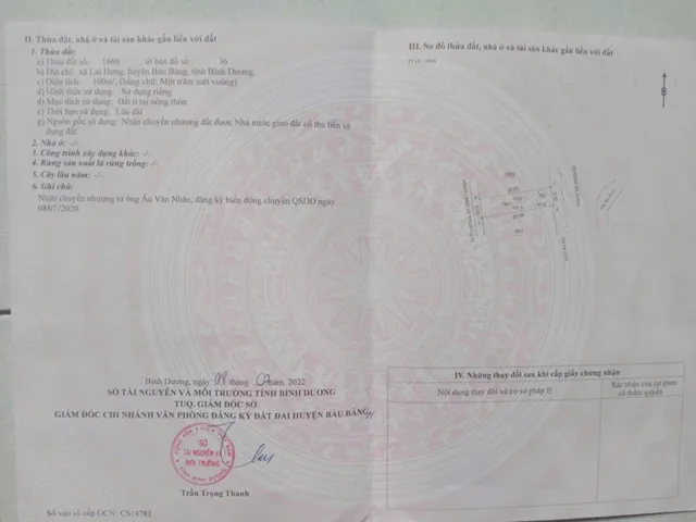 Bán đất 100m² ngang 5m giá 940 triệu Phường Bến Cát