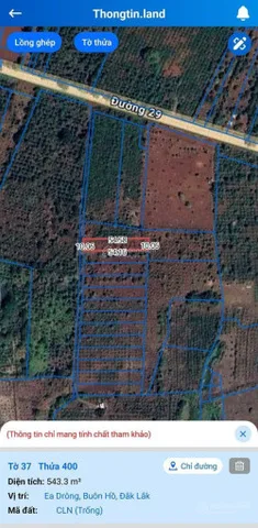 Bán đất 543.3m² giá 250triệu Xã Ea Drông