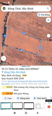 Bán đất 8907m² giá 400 triệu Xã Hồng Thái
