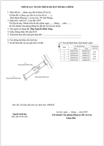 23/11/2025.Bán đất 100.5m² ngang 4m đường thôn 5m. giá 1.59 tỷ Xã An Lão. (An Thắng)liên hệ 0362558882