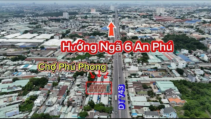 Bán lô đất mặt tiền dt 743 ngay ngã tư miếu ông cù bình chuẩn