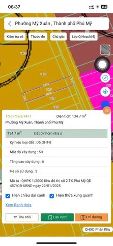 Bán đất 135m² ngang 5m giá 1.45 tỷ Phường Phú Mỹ