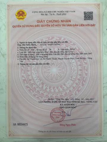 Bán đất 207m² ngang 6m giá 1.3 tỷ Xã Hồ Tràm Xuyên Mộc