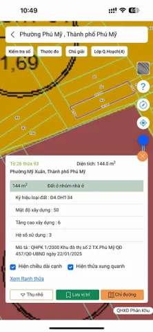 Bán đất 143.5m² ngang 5.5m giá 1.7 tỷ Phường Phú Mỹ