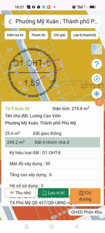 Bán đất 275m² ngang 9.8m giá 2.75 tỷ Phường Phú Mỹ