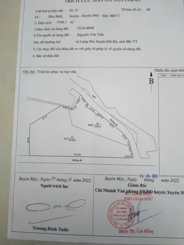 Bán đất 2209m² ngang 60m giá 1.1 tỷ Xã Hòa Hội