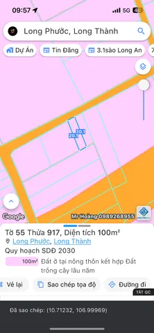 Bán đất 137.7m² Xã Long Phước