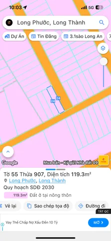 Bán đất 119m² ngang 5m giá 4.2 tỷ Xã Long Phước