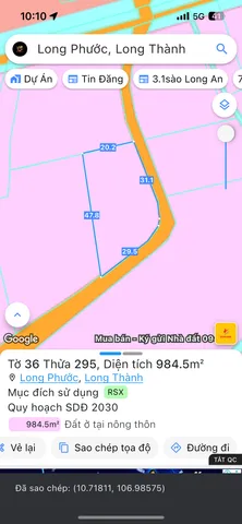 Bán đất 984.5m² ngang 20m giá 4.7 tỷ Xã Long Phước