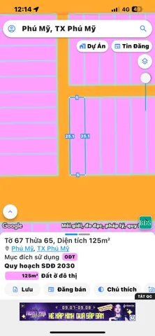 Bán đất 125m² ngang 5m giá 3.5 tỷ Phường Phú Mỹ