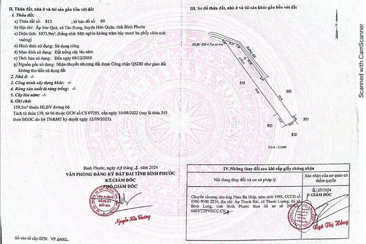 Bán đất 1073,9m² ngang 16m giá 210 triệu Xã Tân Hưng Bán Đất Chính Chủ Lh: 0901.370.396