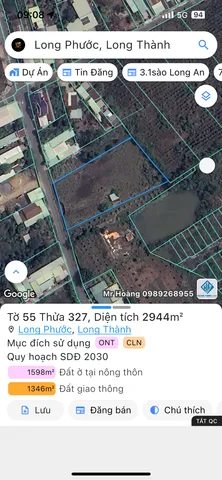 Bán đất 2943.7m² ngang 36m giá 11 tỷ Xã Long Phước