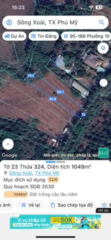 Bán đất 1049,2m² ngang 12m giá 2.4 tỷ Phường Tân Thành Phú Mỹ