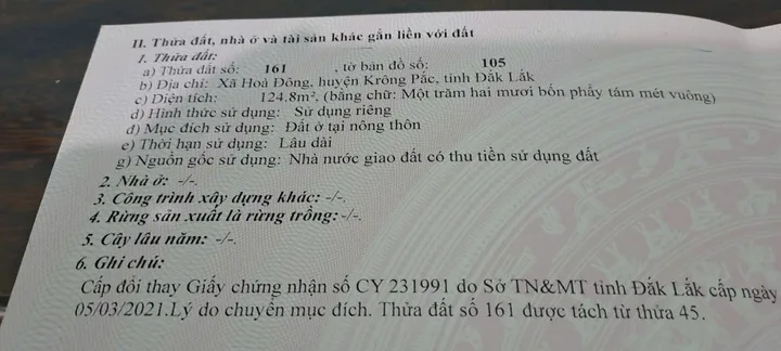 Bán đất 124.9m² ngang 5m giá 550 triệu Xã Ea Knuếc
