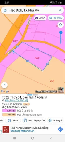 Bán đất 17267m² ngang 76,6m giá 43 tỷ Phường Tân Thành
