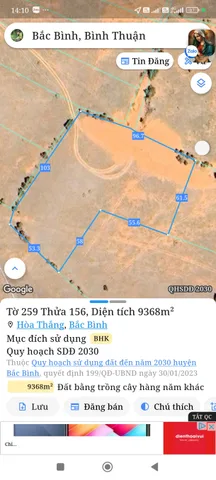 Bán đất 9367m² giá 5.62 tỷ Xã Hòa Thắng