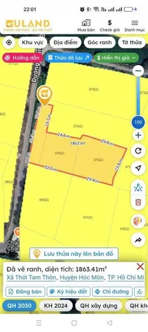 BÁN ĐẤT LÔ GÓC 2 MẶT TIỀN – THỚI TAM THÔN, HÓC MÔN