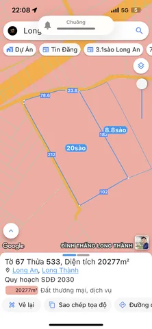 Bán đất 29071.4m² ngang 145m giá 87.17 tỷ Xã Long Thành