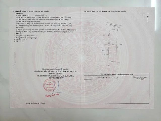 Bán đất 481m² giá 1.31 tỷ Xã Gò Công Đông