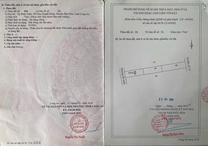 Bán đất 75m² ngang 5m giá 800 triệu Xã Hòa Khánh