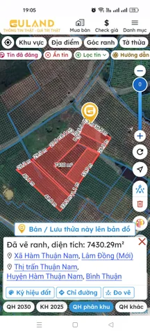 Bán đất 7000m² ngang 50m giá 1.3 tỷ Xã Hàm Thuận Nam