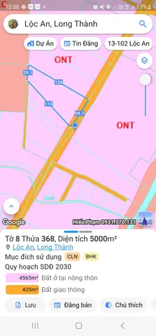 Bán đất 5000m² ngang 59m giá 16 tỷ Xã Long Thành