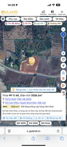 Bán đất 3320.1m² giá 650 triệu Xã Ea Nuôl