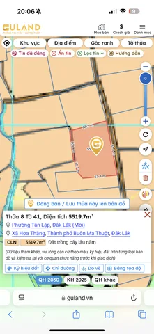 Bán đất 5519.7m² giá 2.75 tỷ Phường Tân Lập