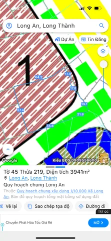 Bán đất 3941.2m² ngang 57m giá 21.68 tỷ Xã Long Thành