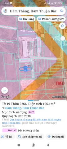 Bán đất 106m² ngang 5m giá 1.05 tỷ Phường Hàm Thắng