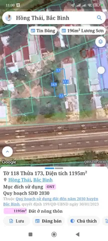 Bán đất 119m² ngang 7m giá 600 triệu Xã Hồng Thái