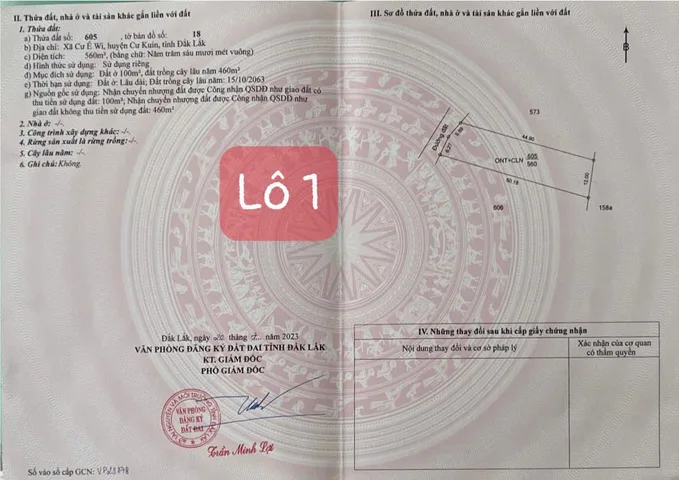 Bán đất 500m² giá 235 triệu Xã Ea Ning