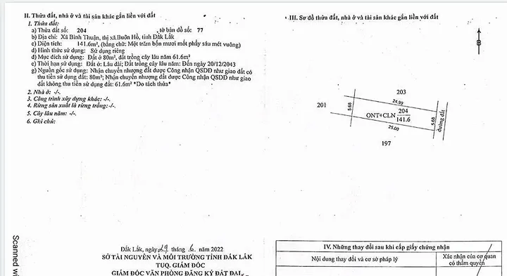 Bán đất 142.6m² giá 235triệu Phường Cư Bao