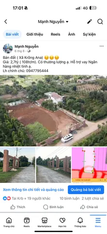 Bán đất 1487m² ngang 25m giá 2.7 tỷ Xã Krông Ana