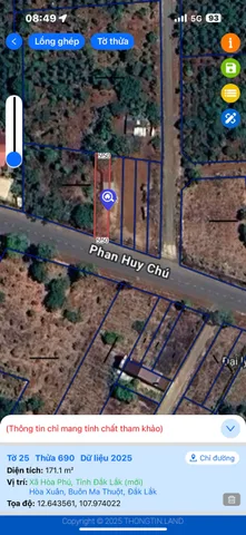 Bán đất 171.1m² ngang 5,5m giá 1.45 tỷ Xã Hòa Phú