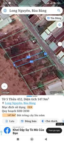 Bán đất 148m² giá 600 triệu Phường Long Nguyên