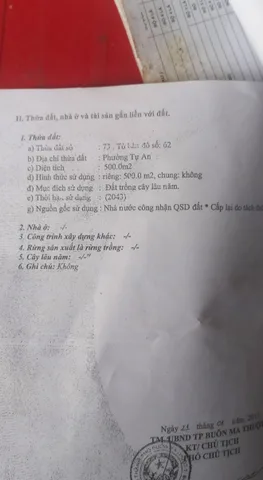 Bán đất 500m² giá 5.tỷ Phường Buôn Ma Thuột