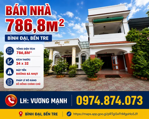 Bán nhà 786.8m² ngang 24m giá 8.5 tỷ tại Thị trấn Bình Đại Huyện Bình Đại
